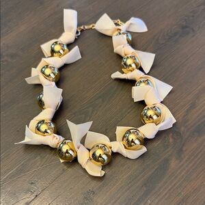 Gold and Cream Beaded Necklace with Bows